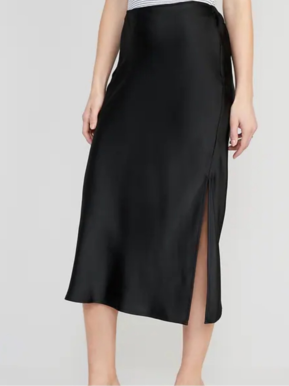 J.Crew Satin Slip Midi Skirt Black Size Small Minimalist